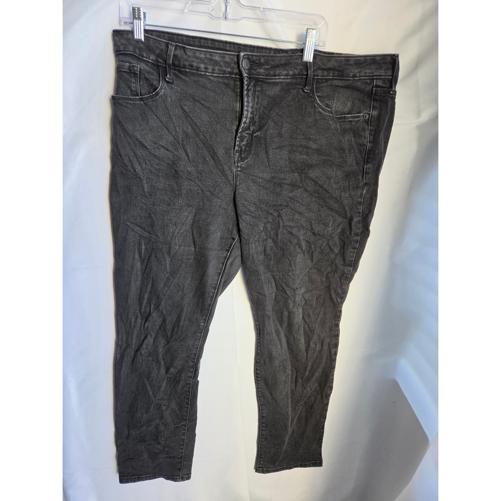 Old Navy Power Slim Straight Jeans Womens  Gray Dark Wash Slim Mid Rise